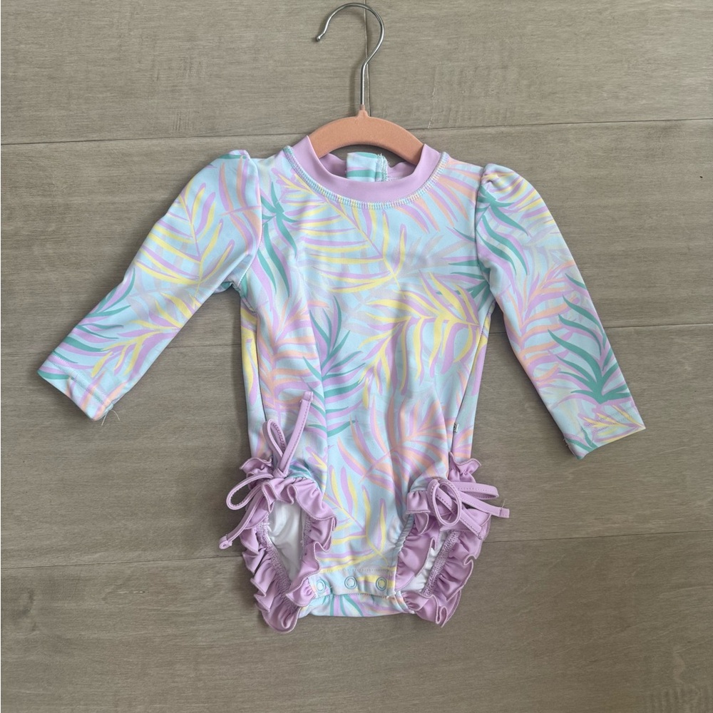 Caden Lane Pastel Palm Kids Swim One Piece